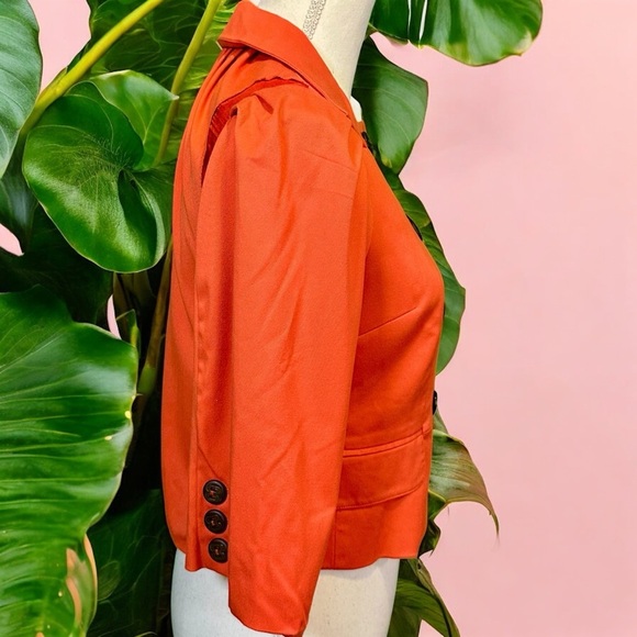 Robert Rodriguez Vibrant Orange Double-Breasted Cropped Trench Style Jacket Sz 2 - Picture 10 of 15